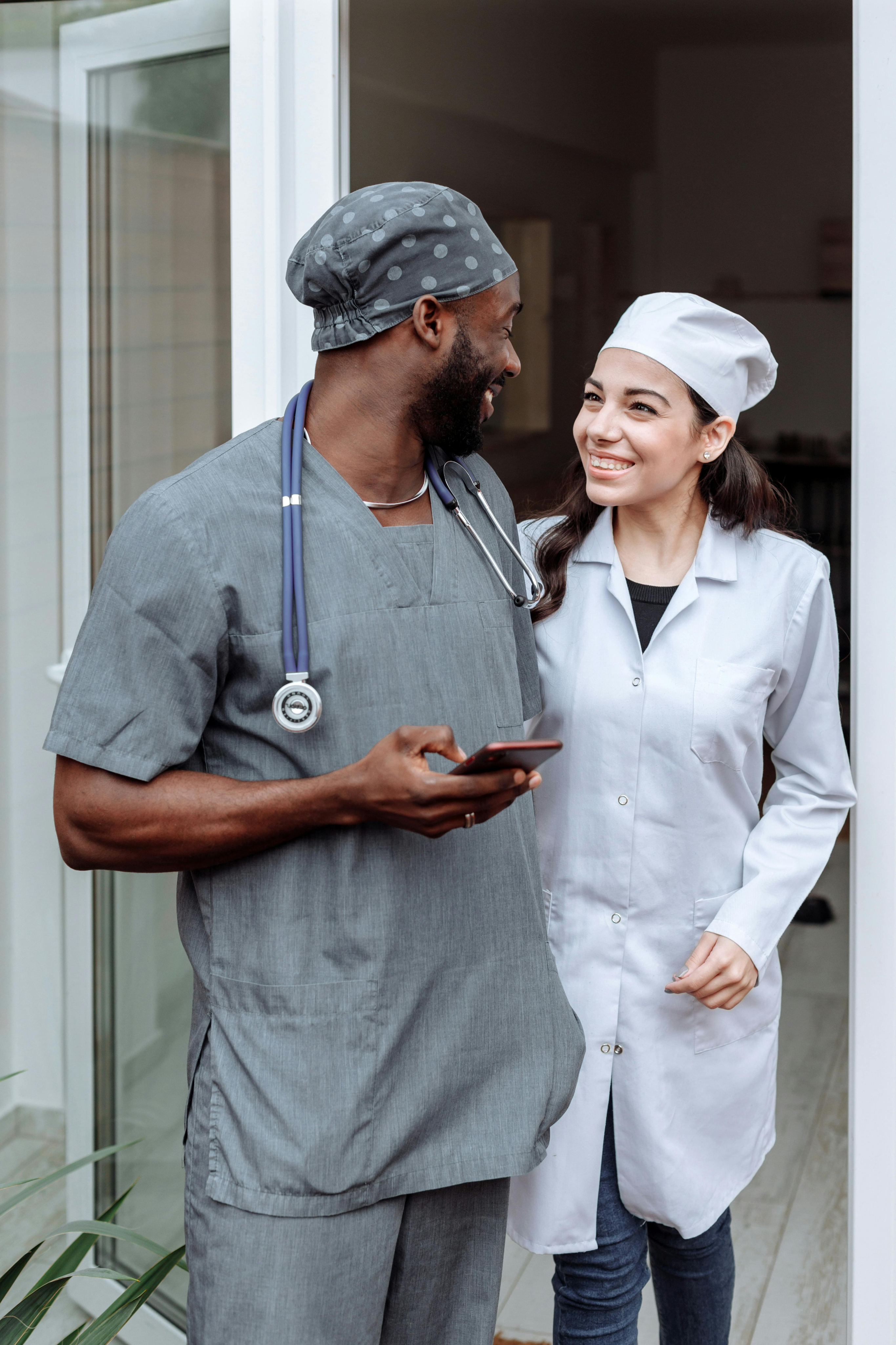 Healthcare workers smiling together